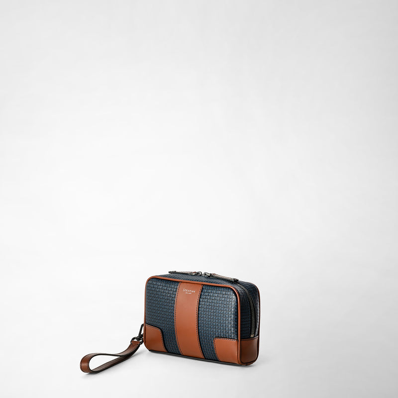 Serapian Pochette in stepan 72 blu oceano-cuoio Shopping Online