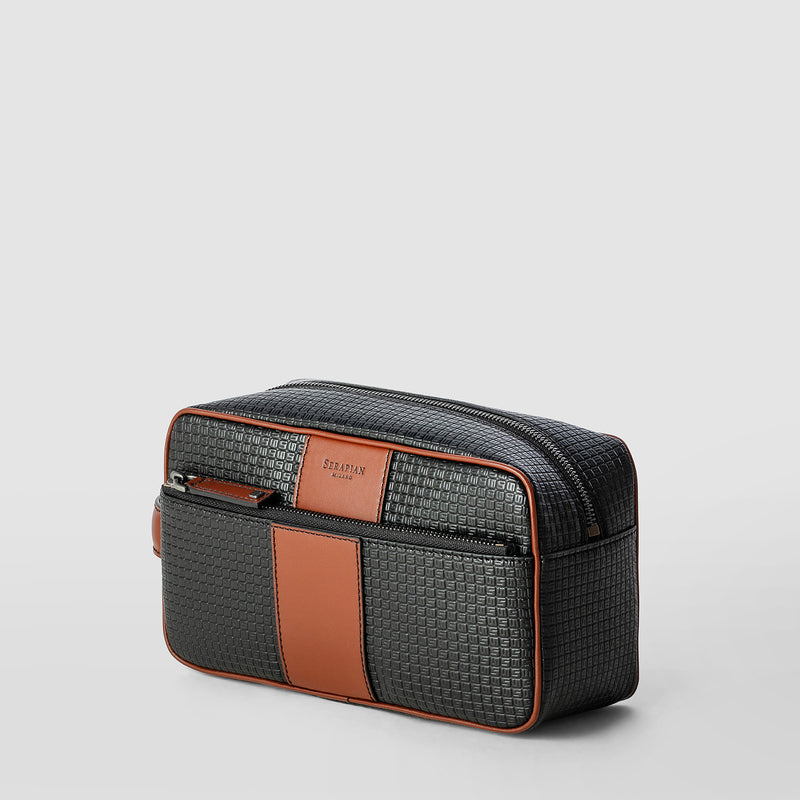 Serapian Washbag in stepan 72 black-cuoio Shopping Online