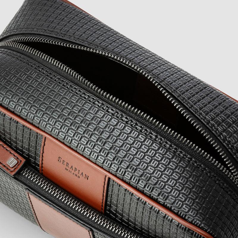 Serapian Washbag in stepan 72 black-cuoio Shopping Online