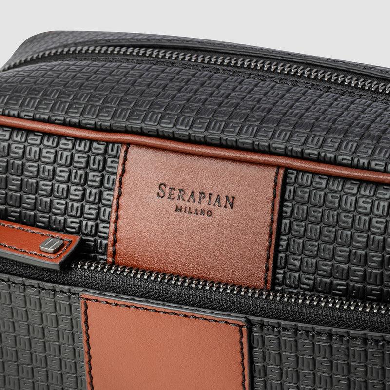 Serapian Washbag in stepan 72 black-cuoio Shopping Online