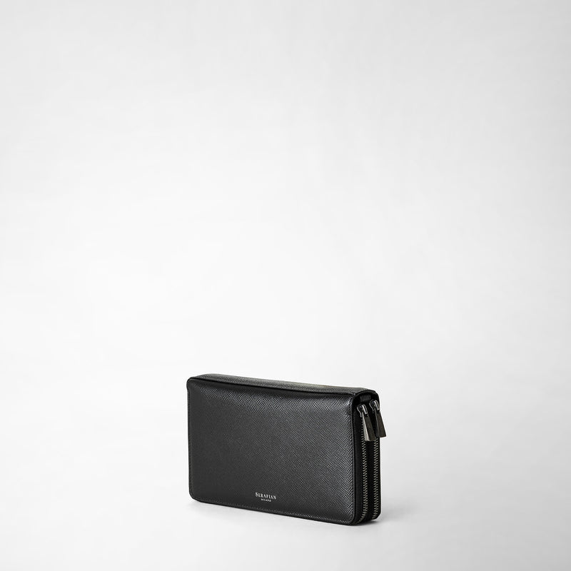 Serapian Pochette viaggio zip doppia pelle evoluzione nero Novità