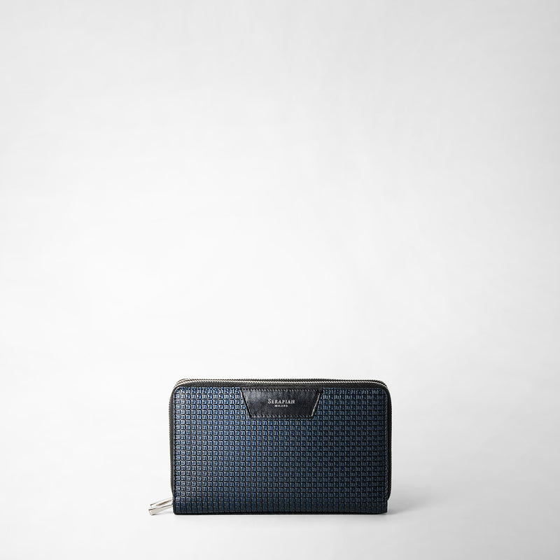 Serapian Pochette da viaggio zip doppia stepan blu oceano-nero Presa