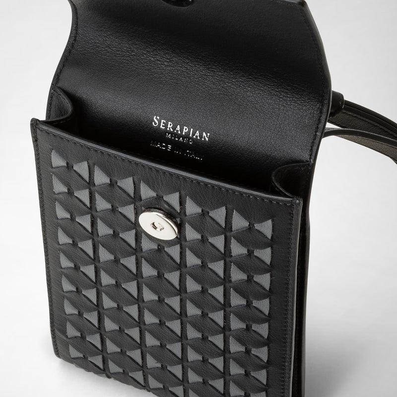Serapian Phone case with strap in mosaico black asphalt gray Online