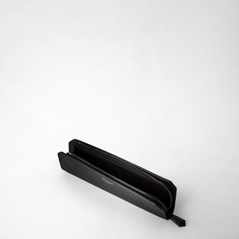 Serapian Pencil case in cachemire leather eclipse black Saldi