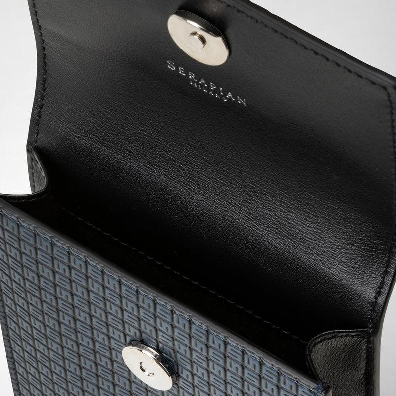 Serapian Custodia per telefono con tracolla in stepan blu oceano-nero Vendita Calda