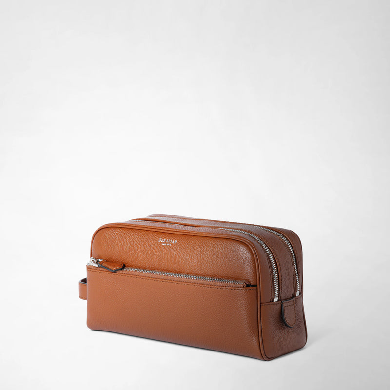 Serapian TROUSSE DA BAGNO CON DOPPIA ZIP IN PELLE CACHEMIRE Ultimi tre giorni