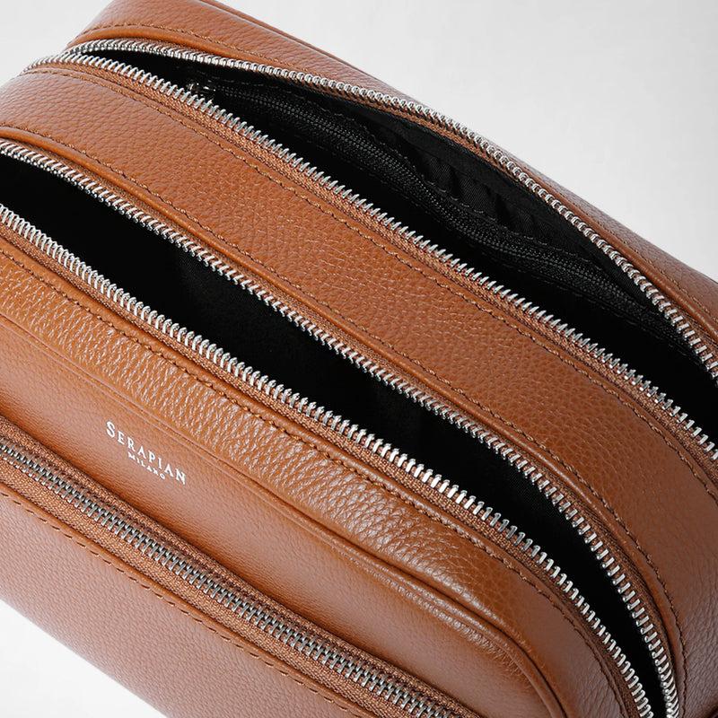 Serapian TROUSSE DA BAGNO CON DOPPIA ZIP IN PELLE CACHEMIRE Ultimi tre giorni