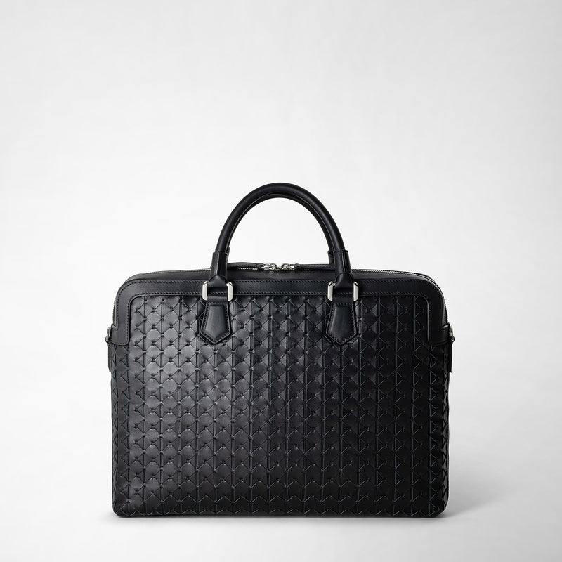 Serapian Extra slim briefcase in mosaico black Black Friday Prezzi