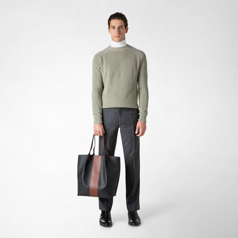 Serapian Borsa shopping vertical secret stepan 72 nero-cuoio In vendita