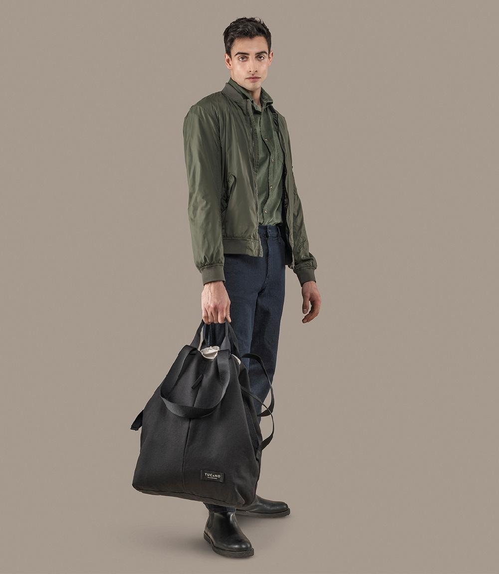 Tucano Borsa shopper verticale in canvas Saldi Di Fabbrica