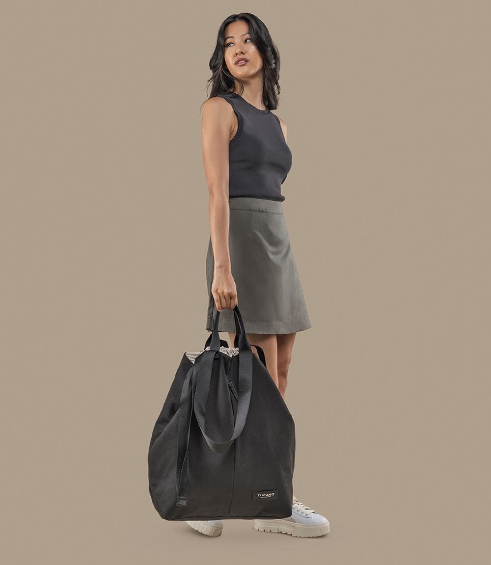 Tucano Borsa shopper verticale in canvas Saldi Di Fabbrica