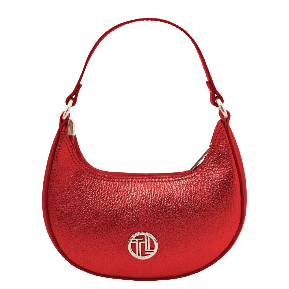 Tuscany Leather Sac à Main en Cuir Metallic et Bandoulière à Chaîne Convenienza
