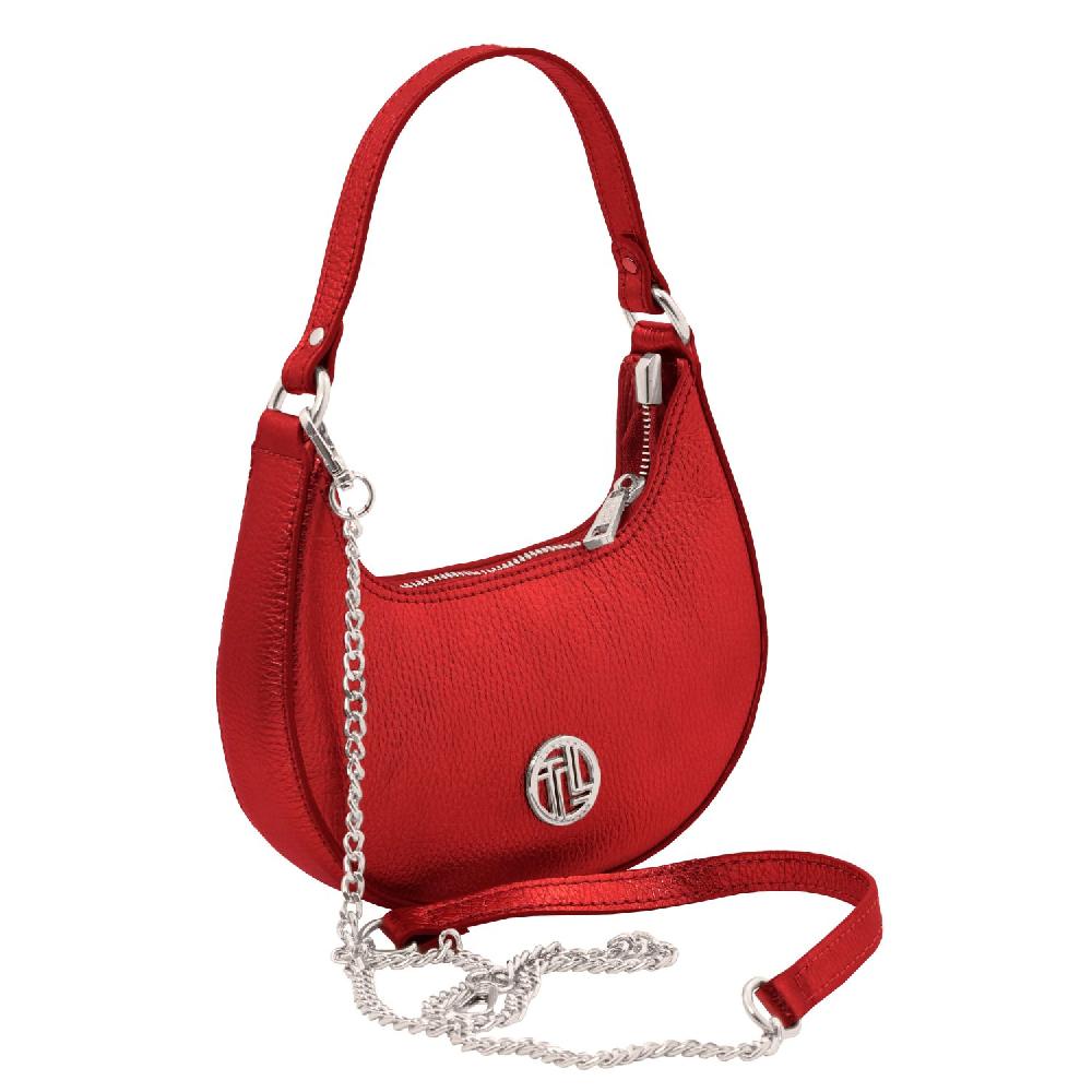 Tuscany Leather Sac à Main en Cuir Metallic et Bandoulière à Chaîne Convenienza