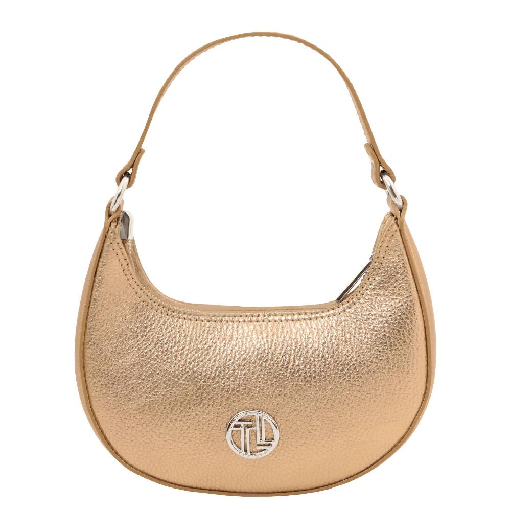 Tuscany Leather Sac à Main en Cuir Metallic et Bandoulière à Chaîne Novità