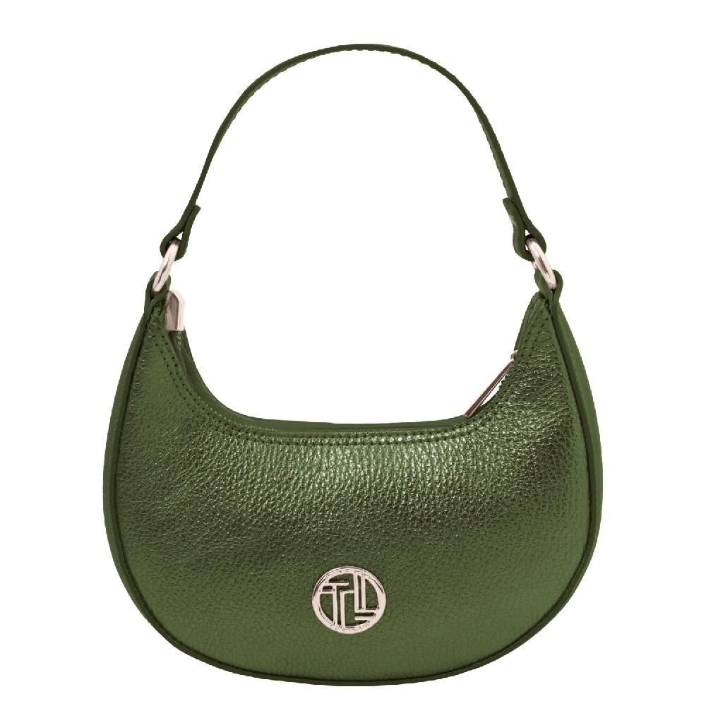 Tuscany Leather Sac à Main en Cuir Metallic et Bandoulière à Chaîne Presa