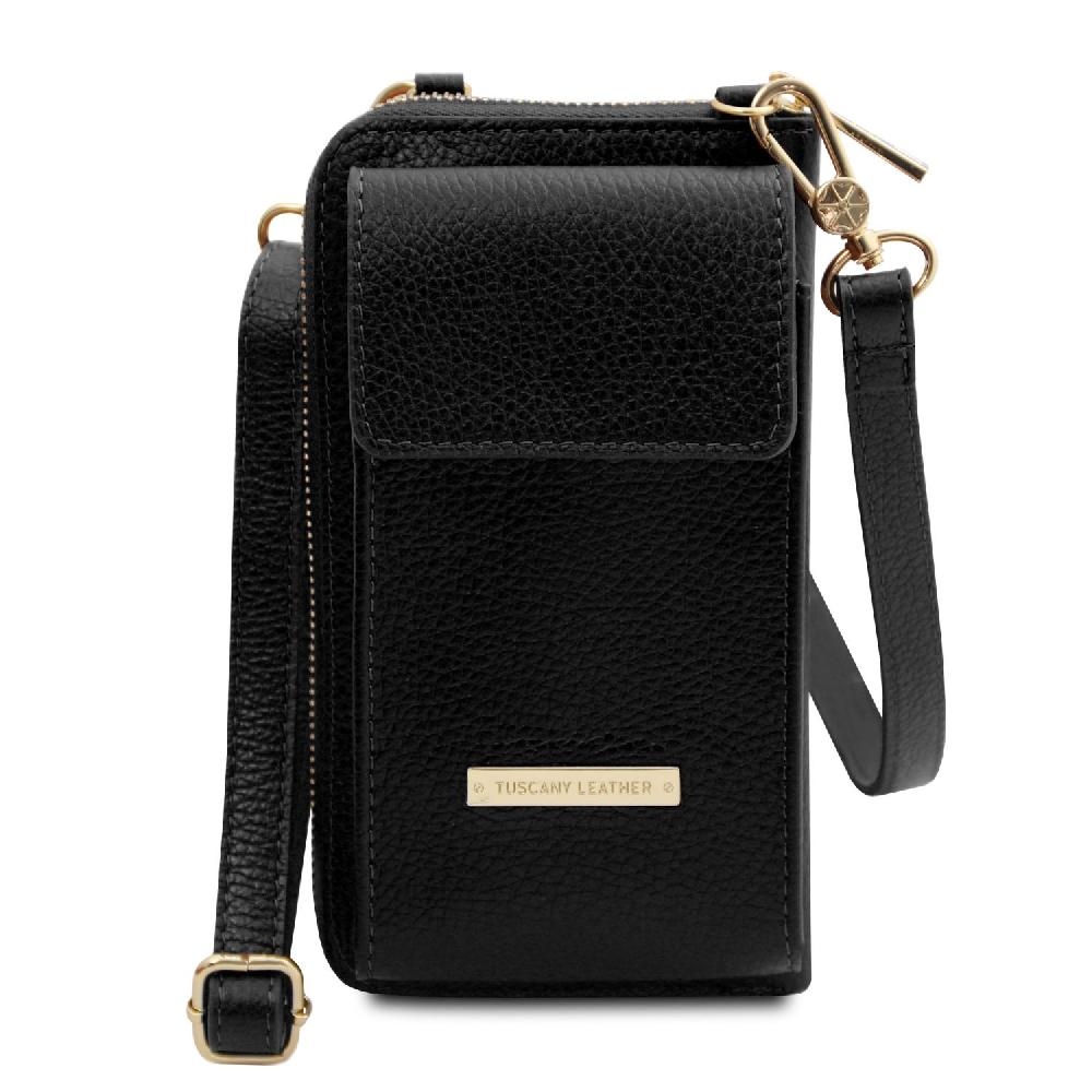Tuscany Leather Portafoglio/portacellulare in Pelle con Tracolla Convenienza