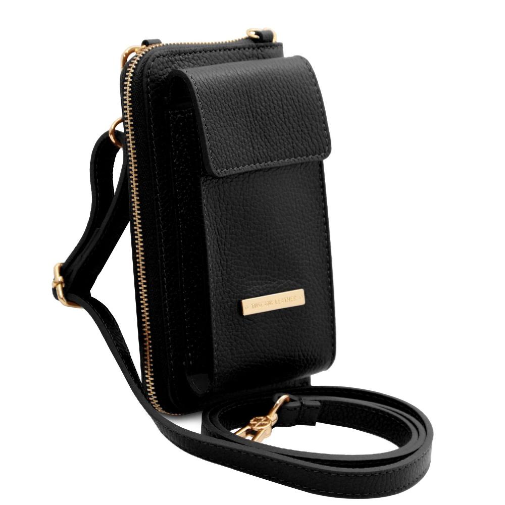 Tuscany Leather Portafoglio/portacellulare in Pelle con Tracolla Convenienza