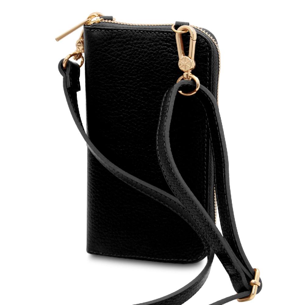 Tuscany Leather Portafoglio/portacellulare in Pelle con Tracolla Convenienza