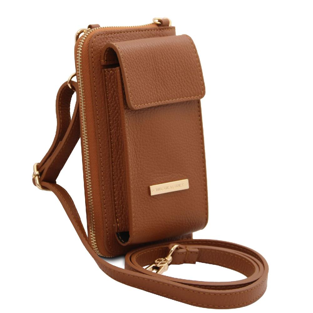 Tuscany Leather Portafoglio/portacellulare in Pelle con Tracolla Novità