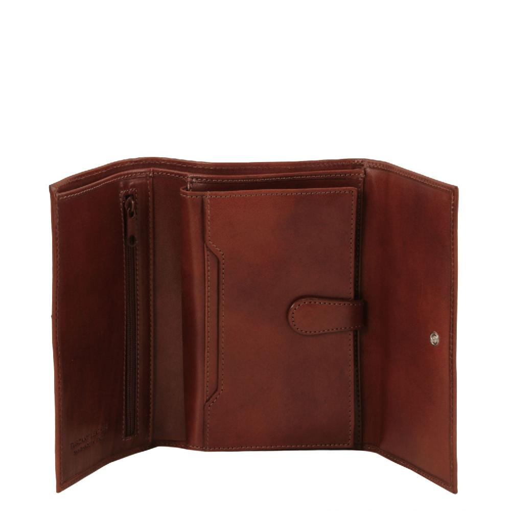 Tuscany Leather Esclusivo Portafogli da Donna in Pelle 4 Ante Moda