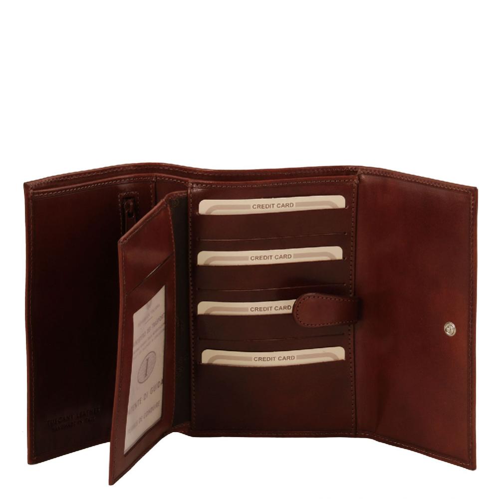 Tuscany Leather Esclusivo Portafogli da Donna in Pelle 4 Ante Moda