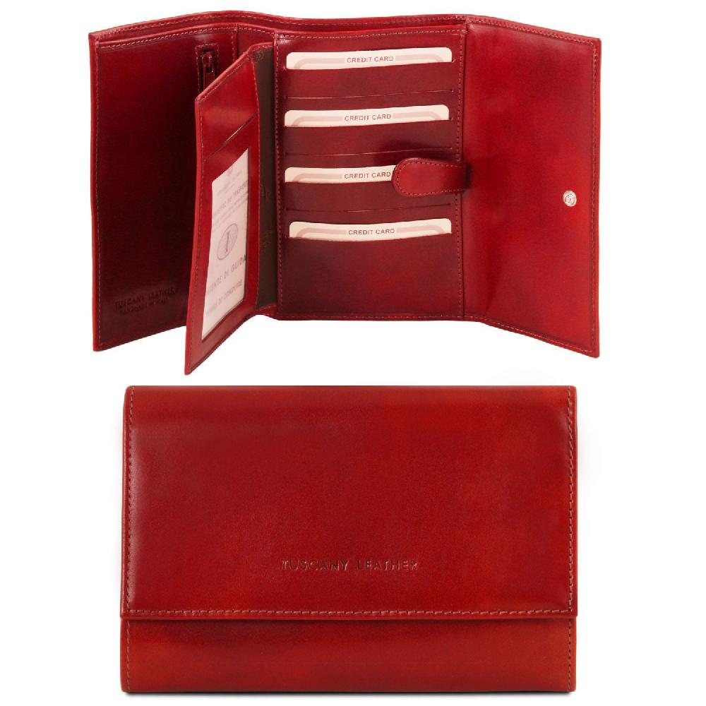 Tuscany Leather Esclusivo Portafogli da Donna in Pelle 4 Ante Italy
