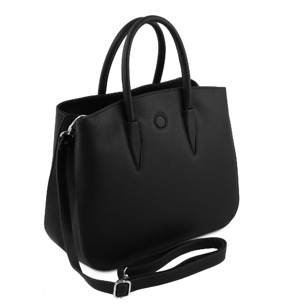 Tuscany Leather Borsa a Mano in Pelle e Portafoglio in Pelle 3 Ante con Portaspiccioli Shopping Online