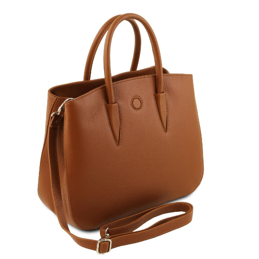 Tuscany Leather Borsa a Mano in Pelle e Portafoglio in Pelle 3 Ante con Portaspiccioli Affare Del Giorno