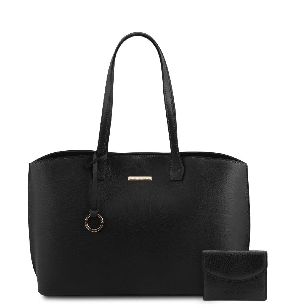 Tuscany Leather Borsa Shopping in Pelle e Portafoglio in Pelle 3 Ante con Portaspiccioli Fino Al -60%