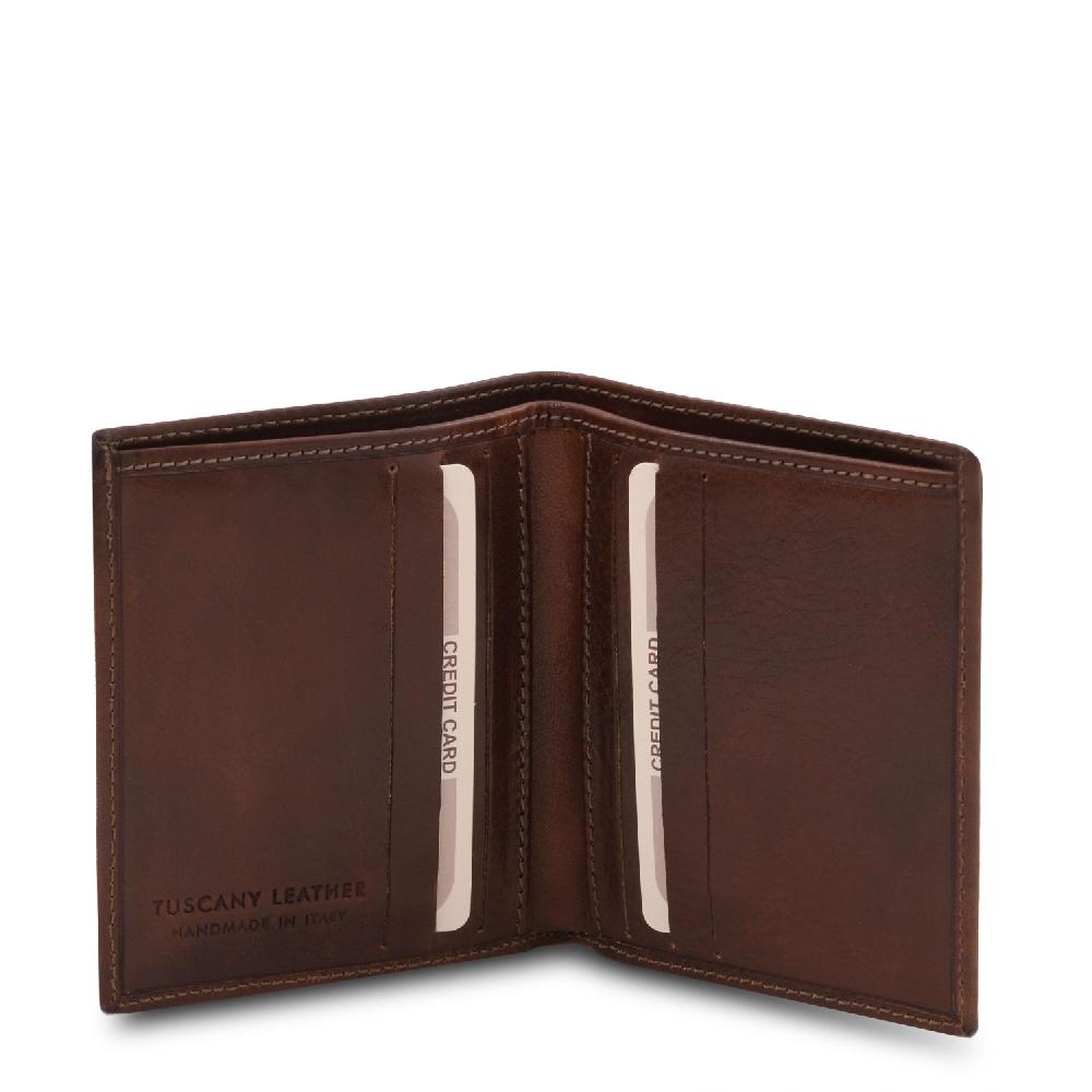 Tuscany Leather Esclusivo Portafoglio Uomo in Pelle 2 Ante Offerta Giorno del Papà