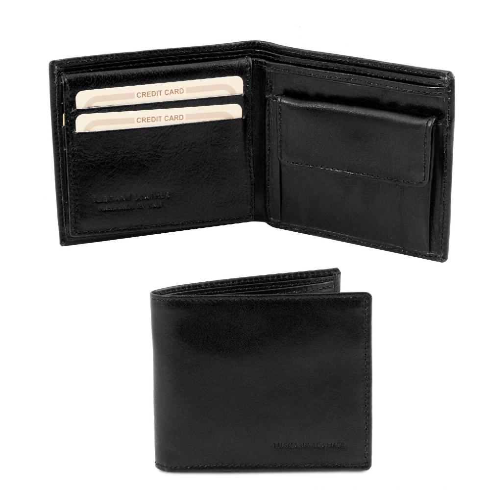 Tuscany Leather Esclusivo Portafoglio Uomo in Pelle 3 Ante con Portaspiccioli Latest fashion