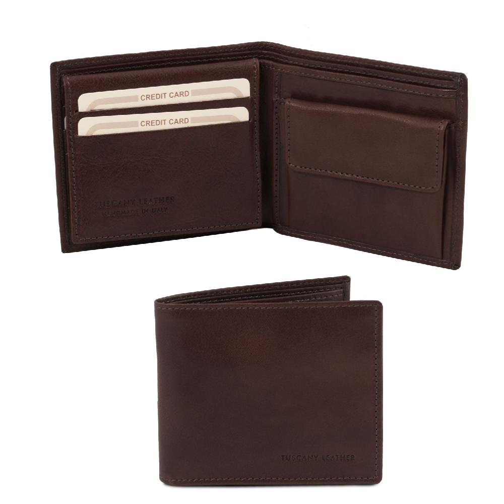 Tuscany Leather Esclusivo Portafoglio Uomo in Pelle 3 Ante con Portaspiccioli Online Outlet