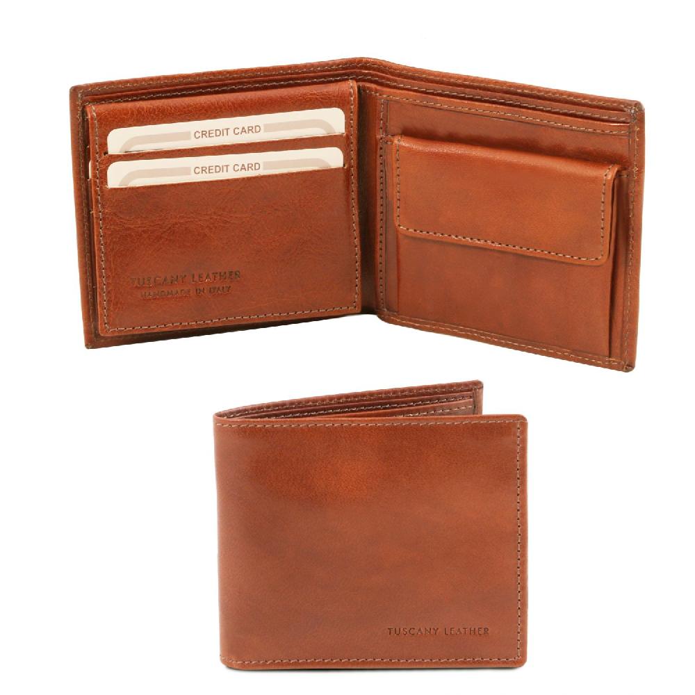 Tuscany Leather Esclusivo Portafoglio Uomo in Pelle 3 Ante con Portaspiccioli Offerte esclusive
