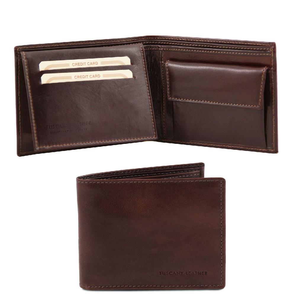 Tuscany Leather Esclusivo Portafoglio Uomo in Pelle 3 Ante con Portaspiccioli Offerte giornaliere