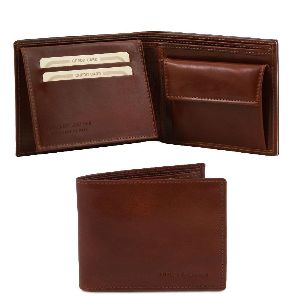 Tuscany Leather Esclusivo Portafoglio Uomo in Pelle 3 Ante con Portaspiccioli Offerte speciali