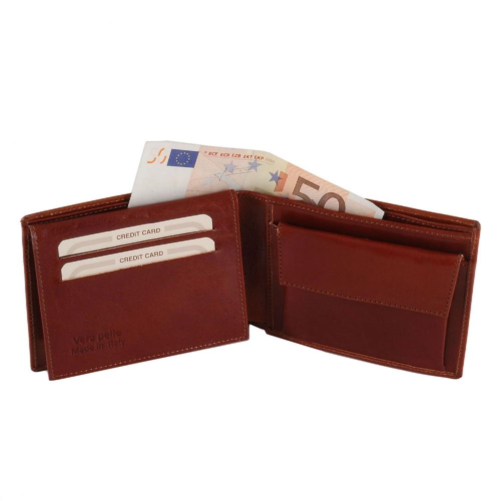 Tuscany Leather Esclusivo Portafoglio Uomo in Pelle 3 Ante con Portaspiccioli Enormi risparmi