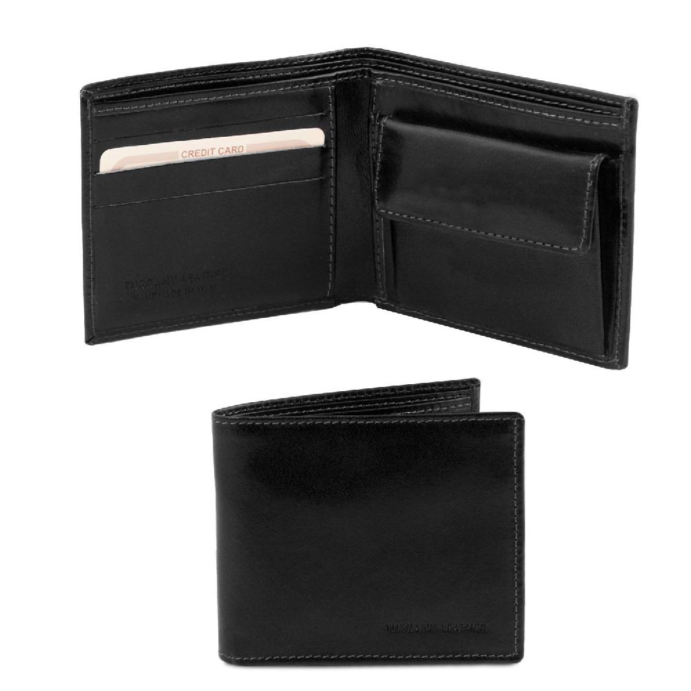 Tuscany Leather Esclusivo Portafoglio Uomo in Pelle 2 Ante con Portaspiccioli Fino al 60% di sconto