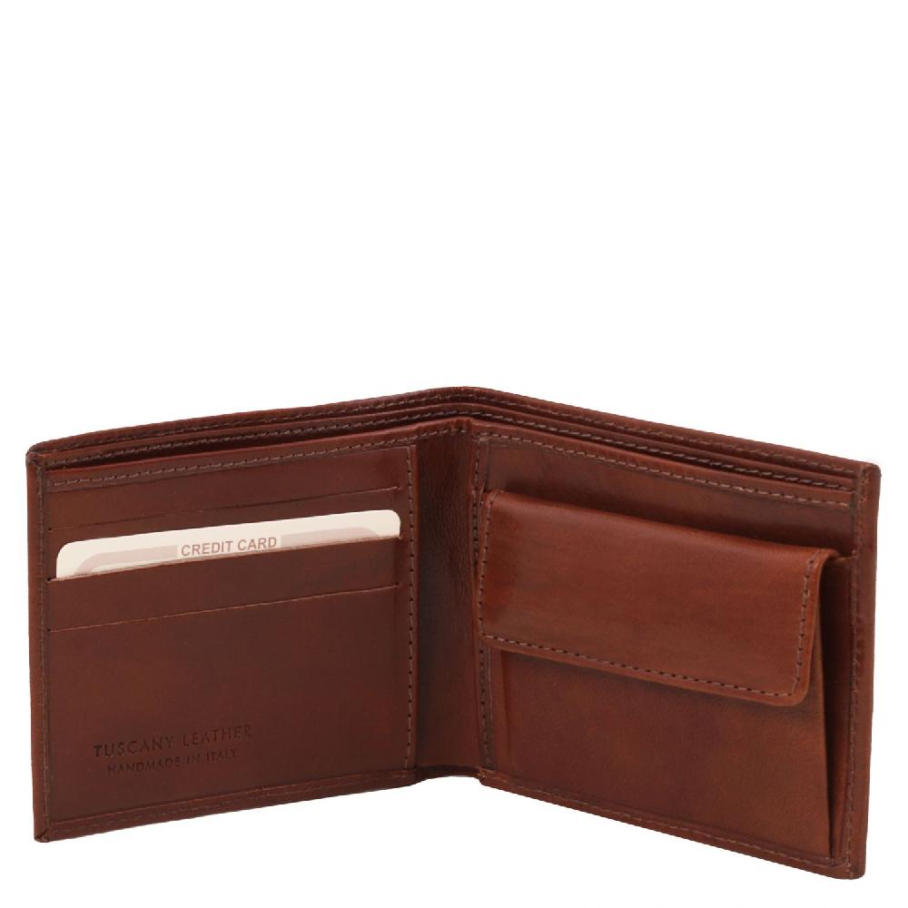 Tuscany Leather Esclusivo Portafoglio Uomo in Pelle 2 Ante con Portaspiccioli Fino al 60% di sconto