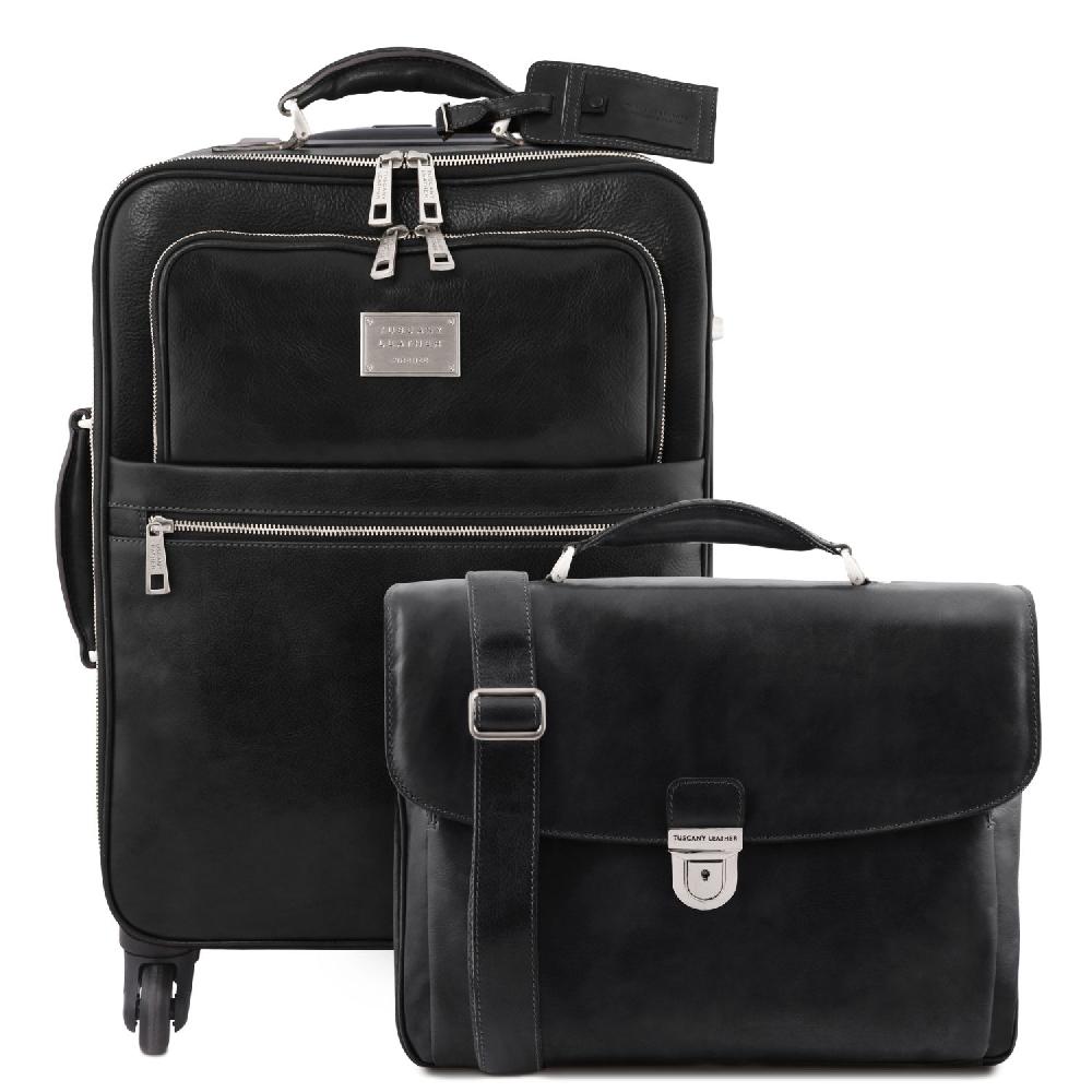 Tuscany Leather Trolley con 4 Ruote e Borsa Porta Computer TL SMART in Pelle Offerta speciale della fabbrica