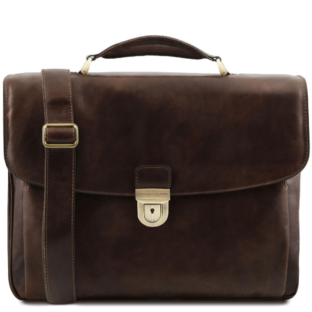 Tuscany Leather Trolley con 4 Ruote e Borsa Porta Computer TL SMART in Pelle Sostegno trimestrale
