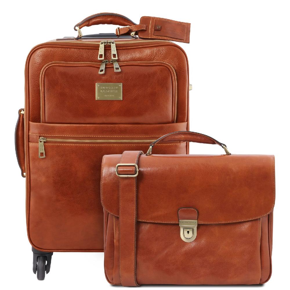Tuscany Leather Trolley con 4 Ruote e Borsa Porta Computer TL SMART in Pelle Discount Store per i nuovi prodotti