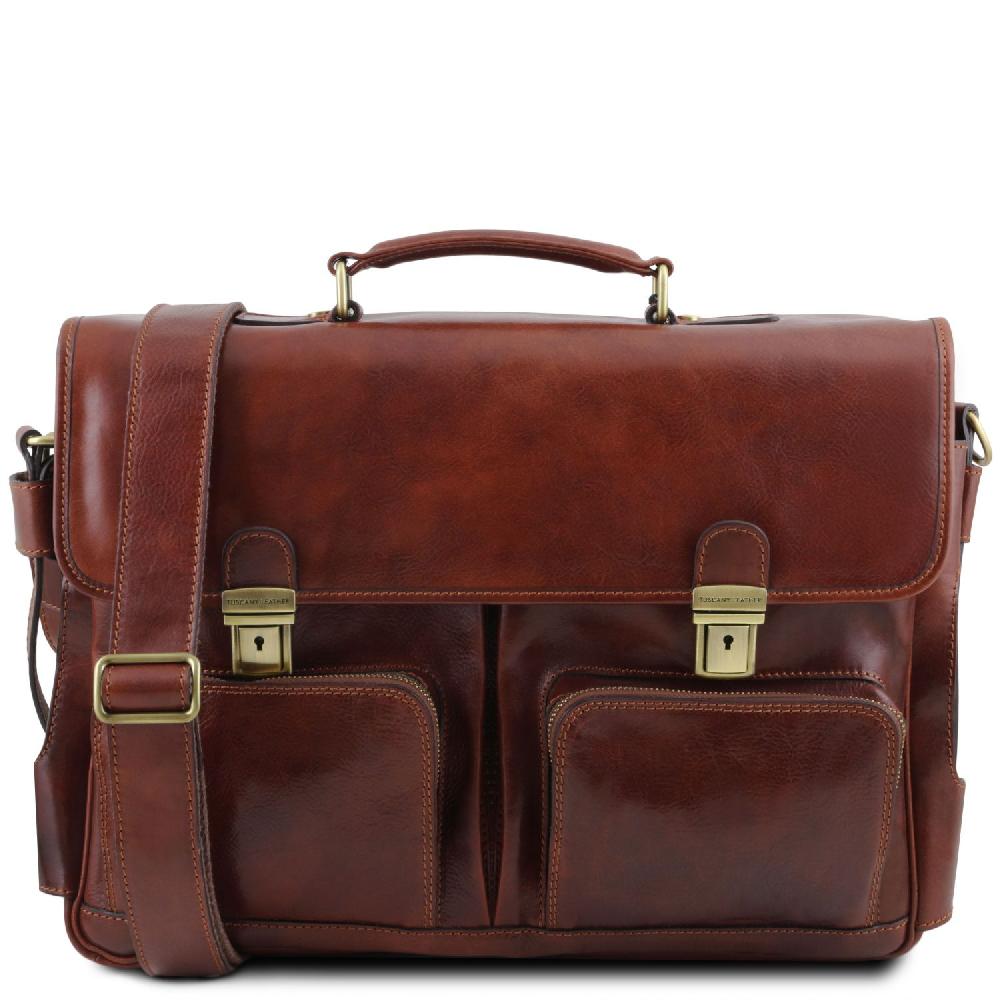 Tuscany Leather Borsa Multiscomparto da Lavoro TL SMART con Tasche Frontali in Pelle Esporta salva