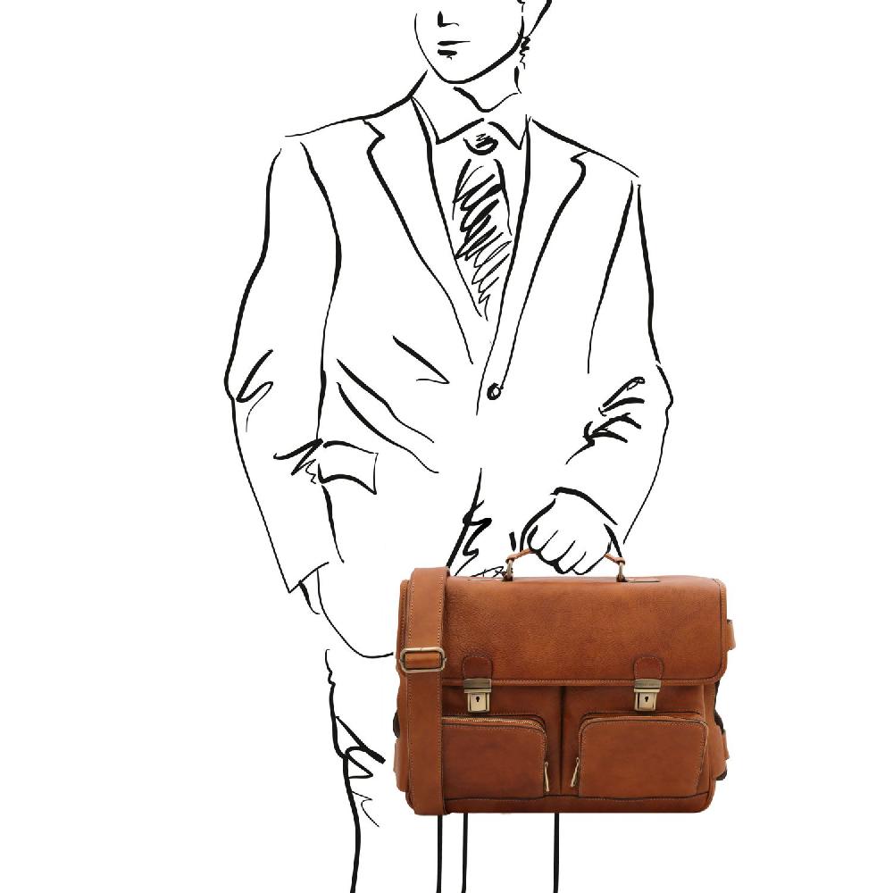 Tuscany Leather Borsa Multiscomparto da Lavoro TL SMART con Tasche Frontali in Pelle Black Friday Prezzi