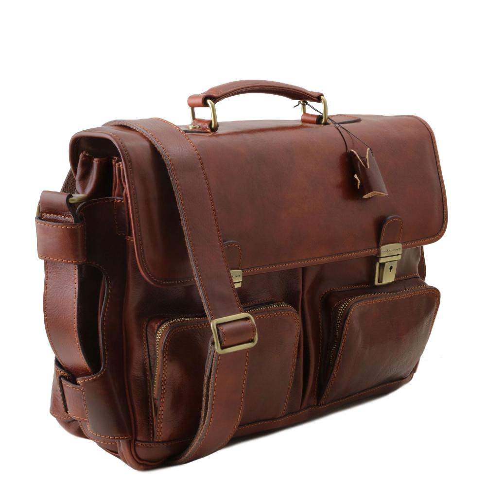 Tuscany Leather Borsa Multiscomparto da Lavoro TL SMART con Tasche Frontali in Pelle Black Friday Prezzi