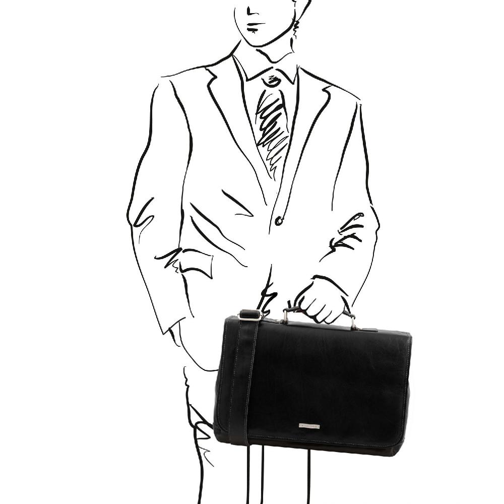 Tuscany Leather Borsa da Lavoro TL SMART Multiscomparto in Pelle con Pattella In vendita
