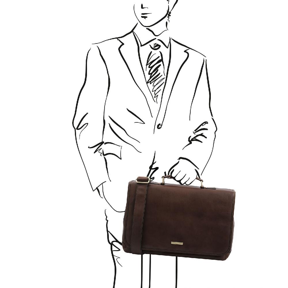 Tuscany Leather Borsa da Lavoro TL SMART Multiscomparto in Pelle con Pattella Duty-free