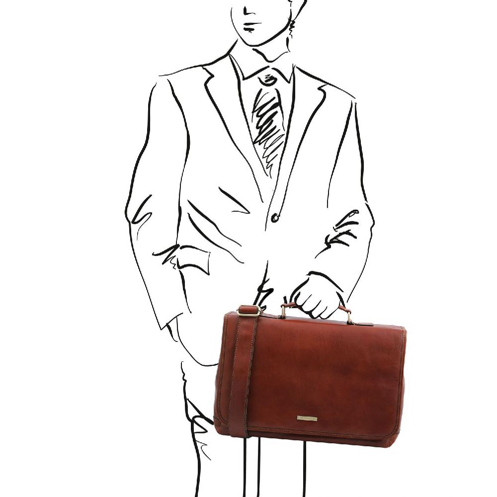 Tuscany Leather Borsa da Lavoro TL SMART Multiscomparto in Pelle con Pattella 50% di sconto per tempo limitato
