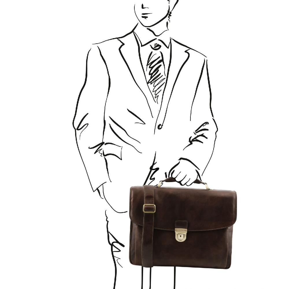 Tuscany Leather Borsa Porta Computer TL SMART Multiscomparto in Pelle 2025