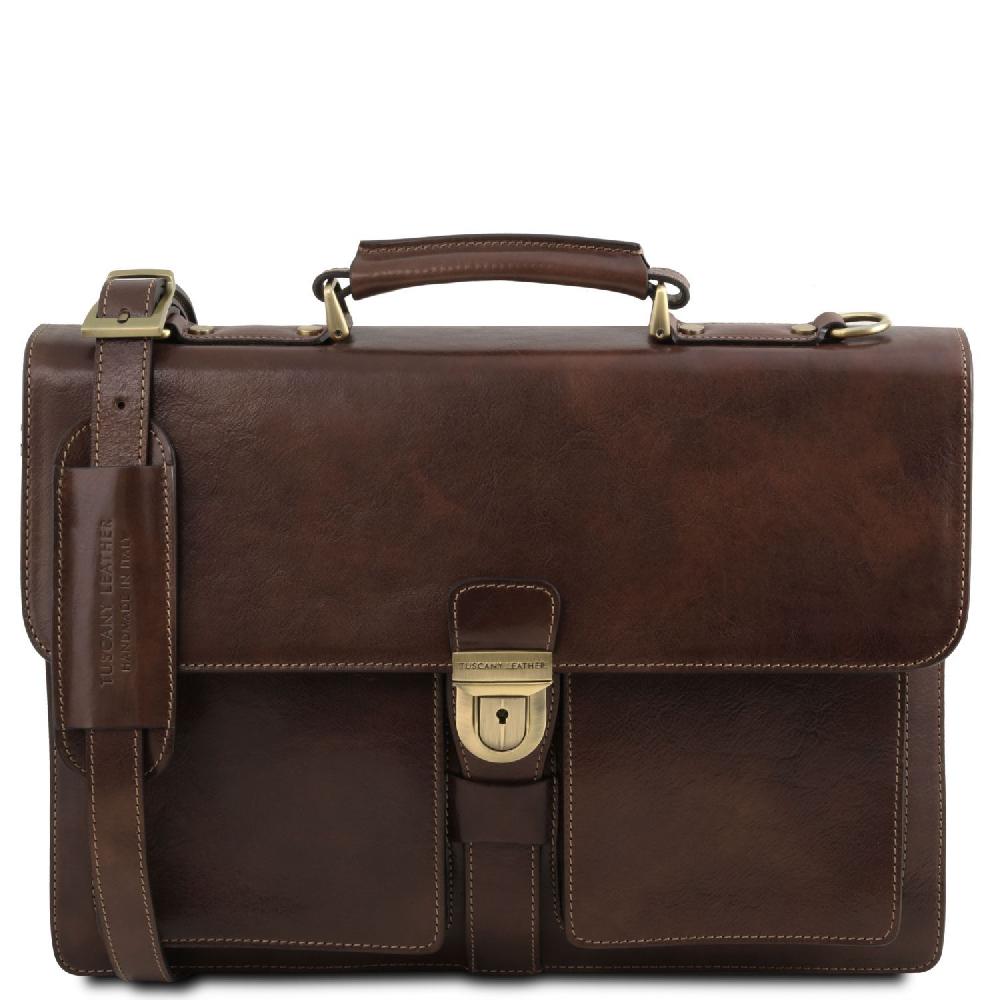 Tuscany Leather Borsa da Lavoro in Pelle 3 Scomparti Nuovo