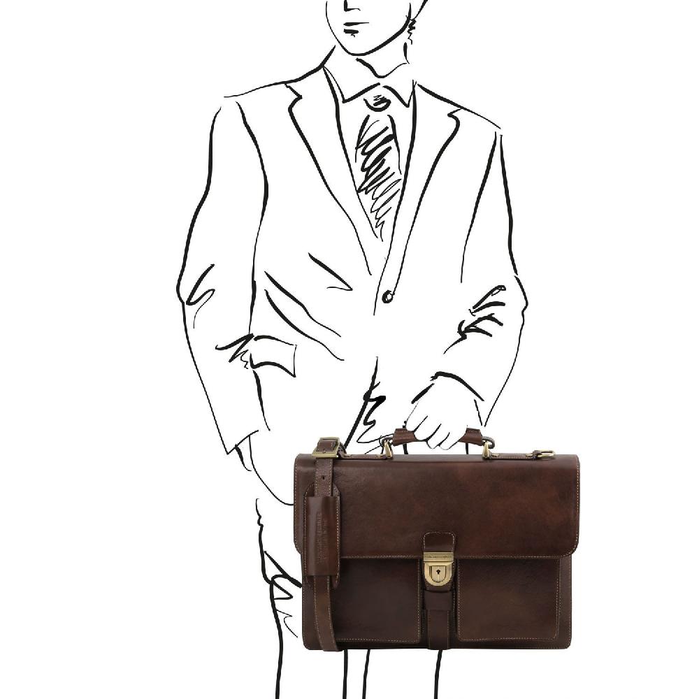Tuscany Leather Borsa da Lavoro in Pelle 3 Scomparti Nuovo